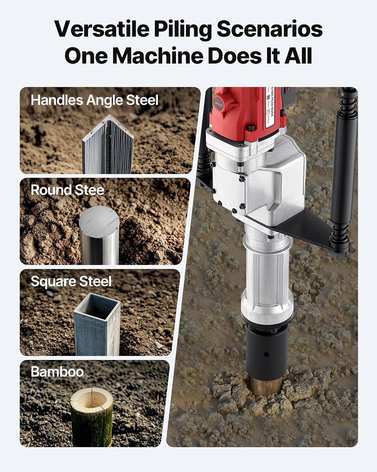 Electric T Post Driver, 2200W Handheld Powerful Post Pounder, with 2.17 in/55mm, 2.76 in/70mm Sleeves