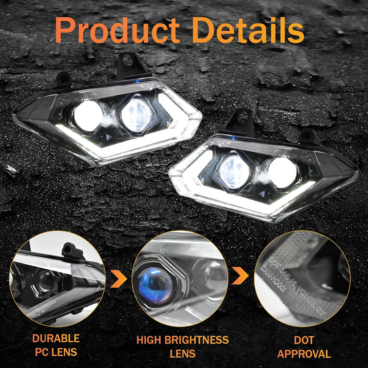 DOT Approved LED Headlights for Can-Am Maverick X3 Max XDS R Turbo