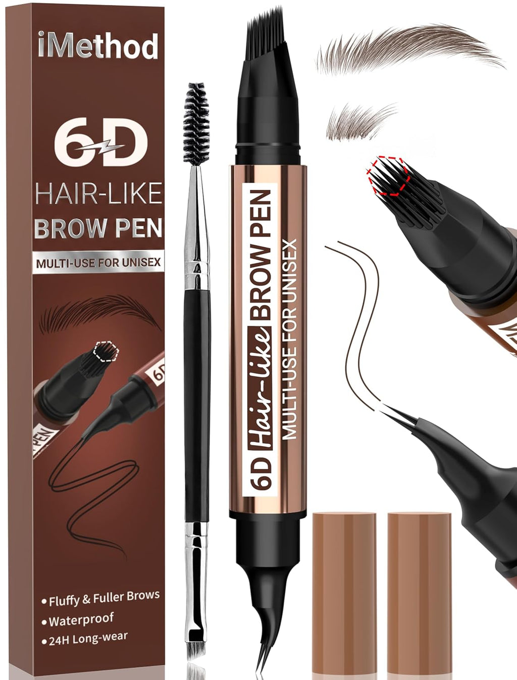 Eyebrow Pen for Women & Men, Natural Hair-Like Brows, Dark Brown
