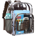 Clear Backpack - 17 inch Camouflage Patterned School Bookbag, Brown