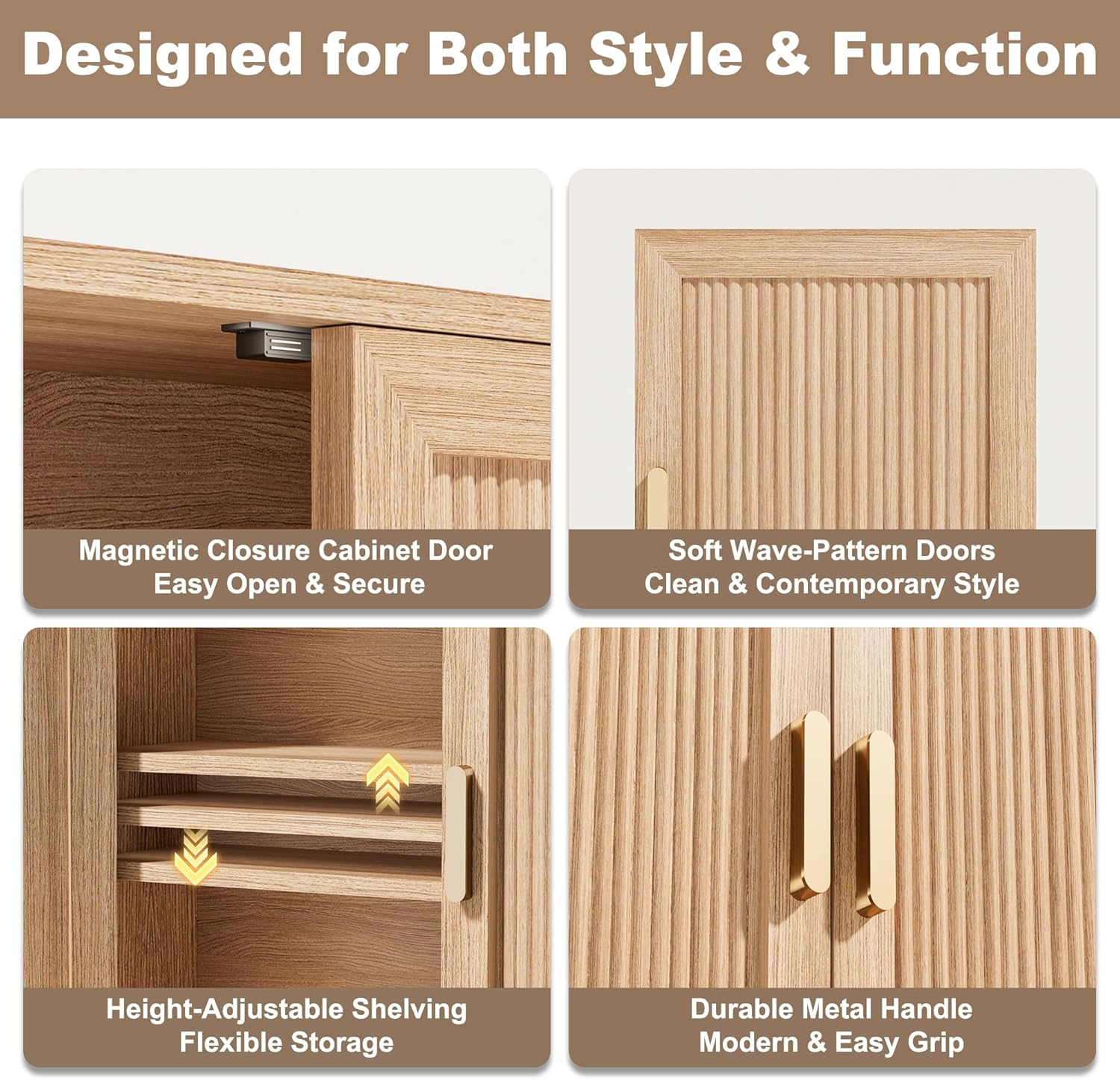 Bathroom Storage Cabinet, Over the Toilet Storage Cabinet, Medicine Cabinet with Adjustable Wood Shelf & Doors for