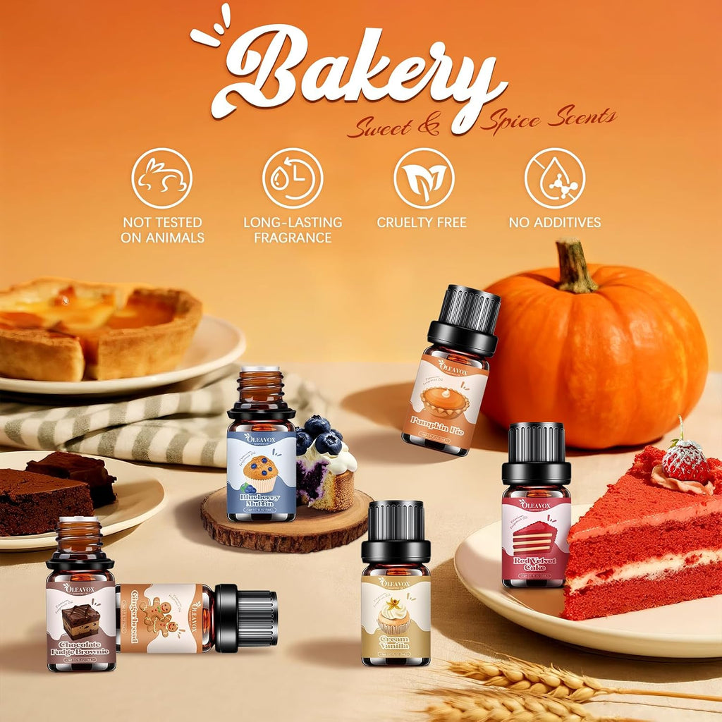 Bakery Essential Oils Set, Fragrance Oil for Diffuser | Fall Candle Scents for Candle & Soap Making, Pumpkin Pie