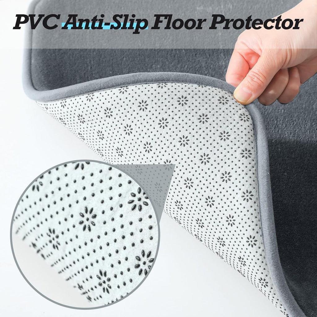 Bathroom Rugs Sets 3 Piece, Non-Slip & Quick Dry Bath Mat Set, Ultra Soft Velvet Bath Rugs for Bathroom, Toilet and