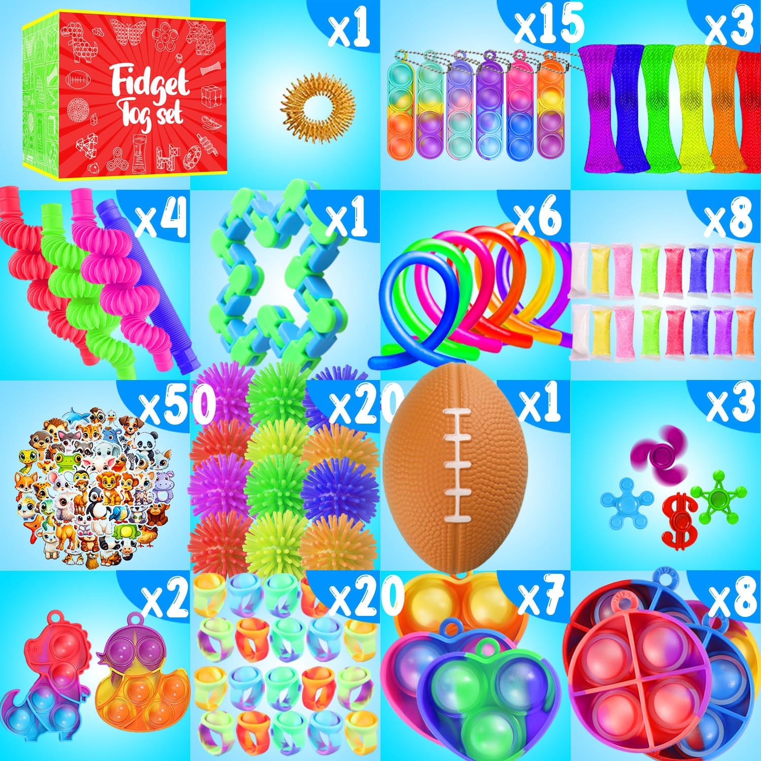 Fidget Toys, 160 Pack Party Favors for Kids 8-12 4-8, Sensory Toys Bulk Autism Autistic, Treasure Box Toys for