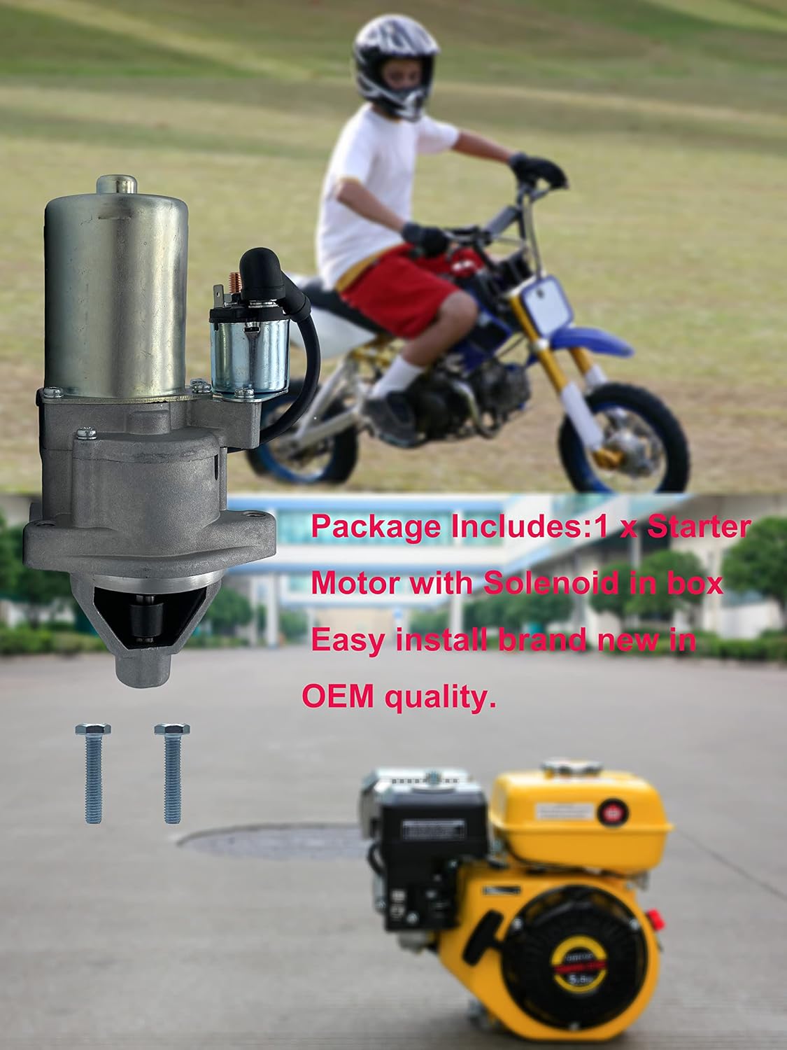 YAMAKATO GX340 GX390 Starter Motor w/Solenoid for Honda Electric Start