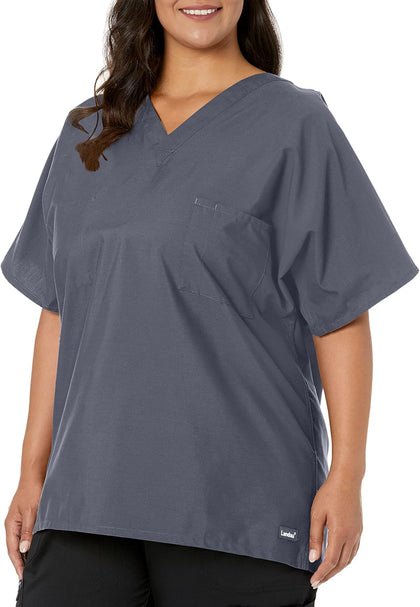 Essentials Unisex Relaxed Fit 1-Pocket V-Neck Scrub Top 7502 Steel Grey