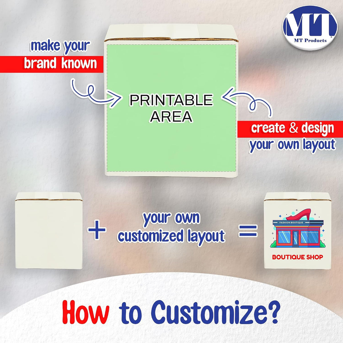 Custom Printed White Cardboard Shipping Boxes 7" x 7" x 7" - Personalized Mailing Boxes and for Gifting