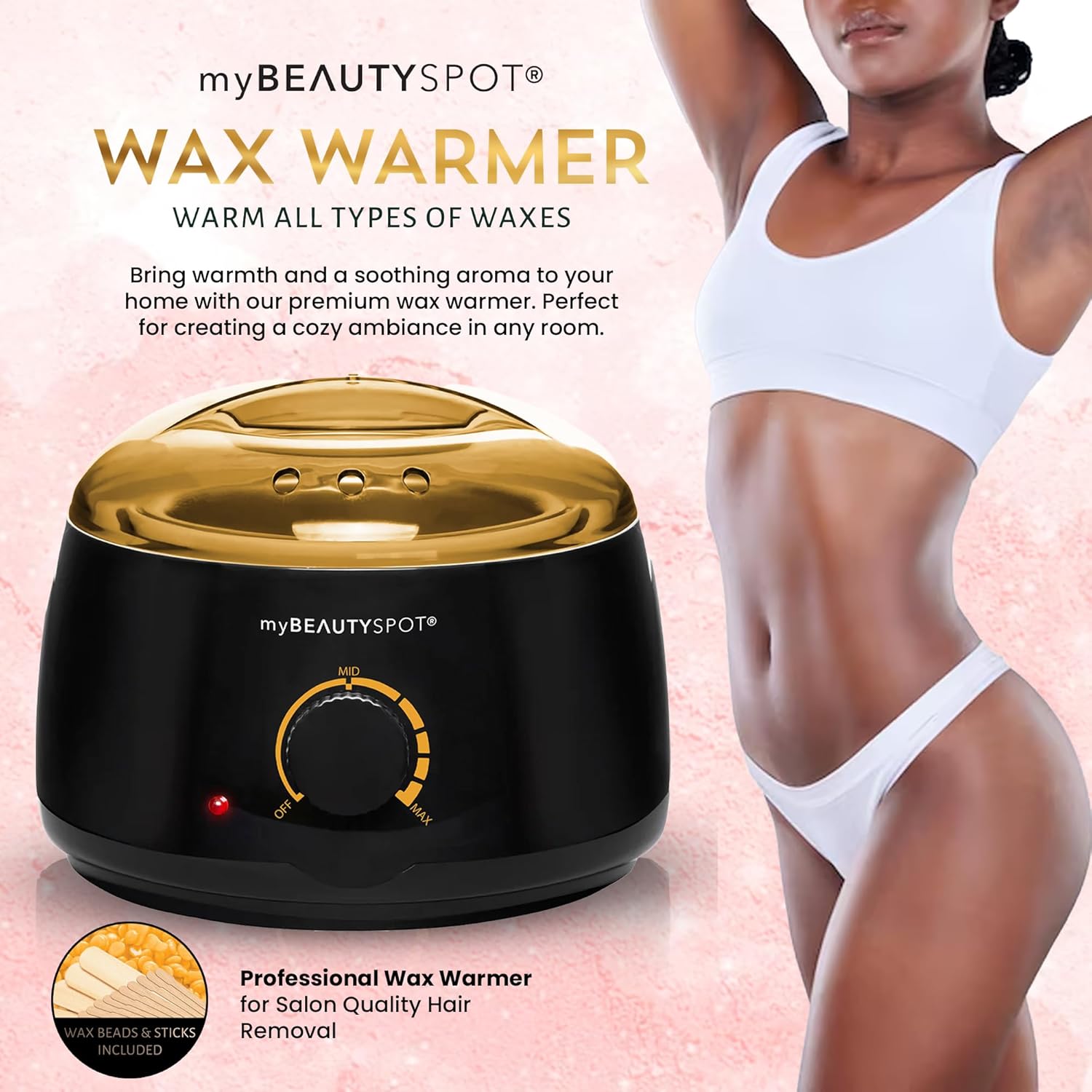 Wax Warmer for Hair Removal Kit – Wax Machine Kit for Women – At Home Hair Removal Wax Kit – Full Body Bikini