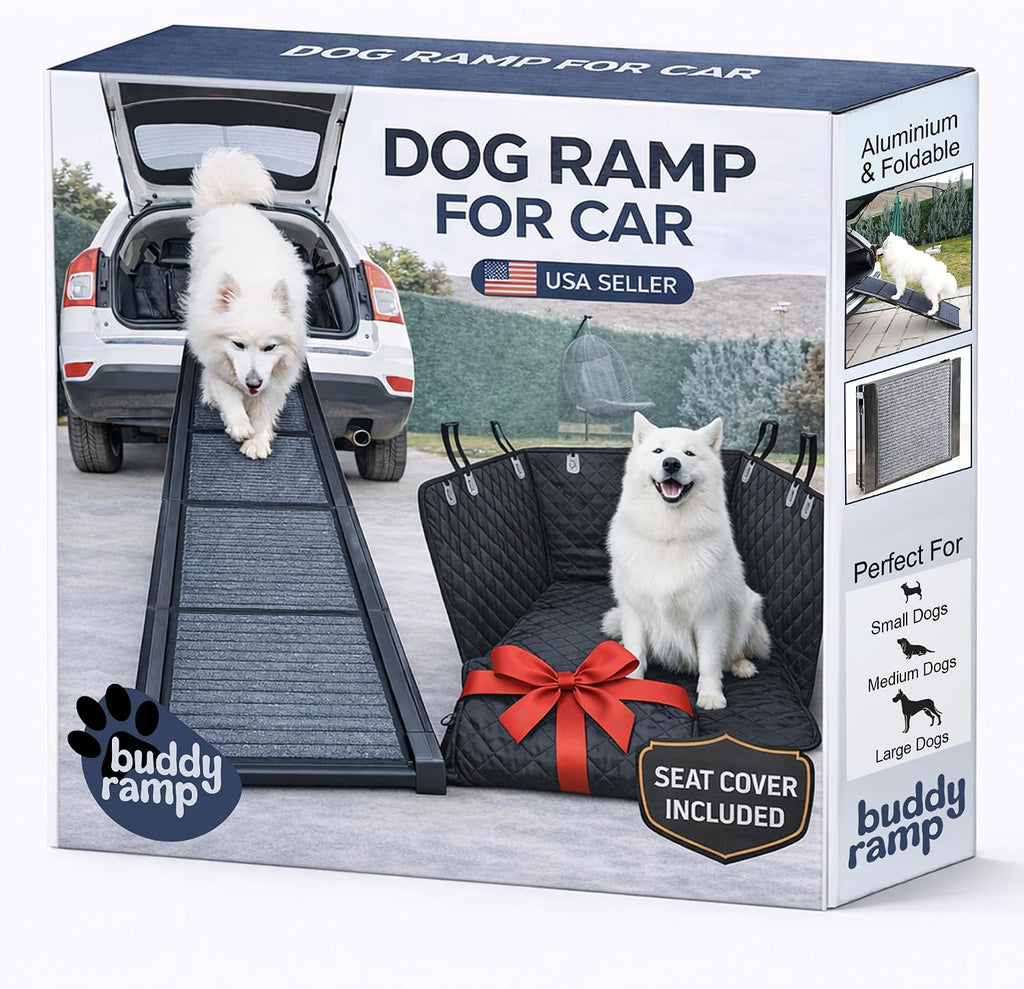 Dog Ramp for Car & Back Seat Cover Bundle