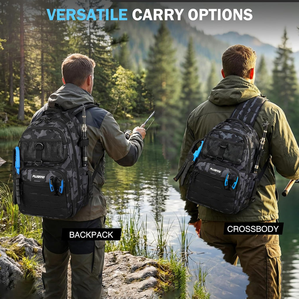 Fishing Gear, Fishing Backpack with Tackle Box, Waterproof tackle Backpack with Rod Holders, Lures, Tools, Pliers &