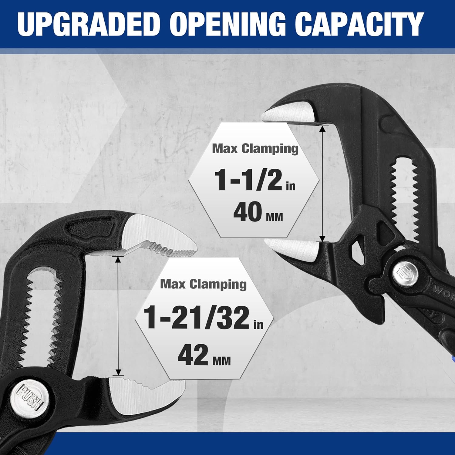 2-Piece 7-Inch Pliers Wrench & Groove Joint Pliers Set, Quick Adjustment, CR-V Steel, Smooth Jaw & V-Jaw, Upgraded