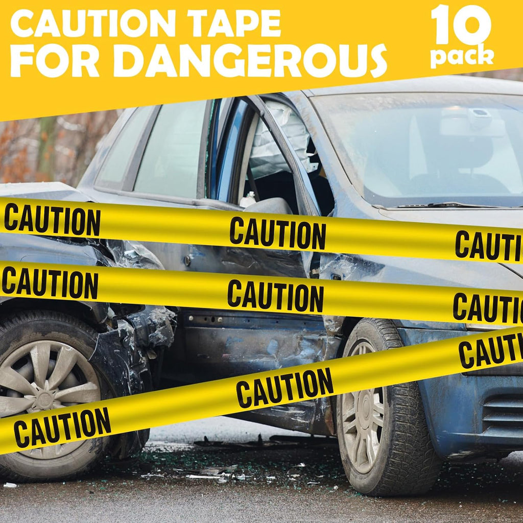 10 Rolls 3 Inch X 1000 Feet Caution Tape Waterproof,Yellow,Caution | Safety Warning for Danger Hazardous Area, Bulk