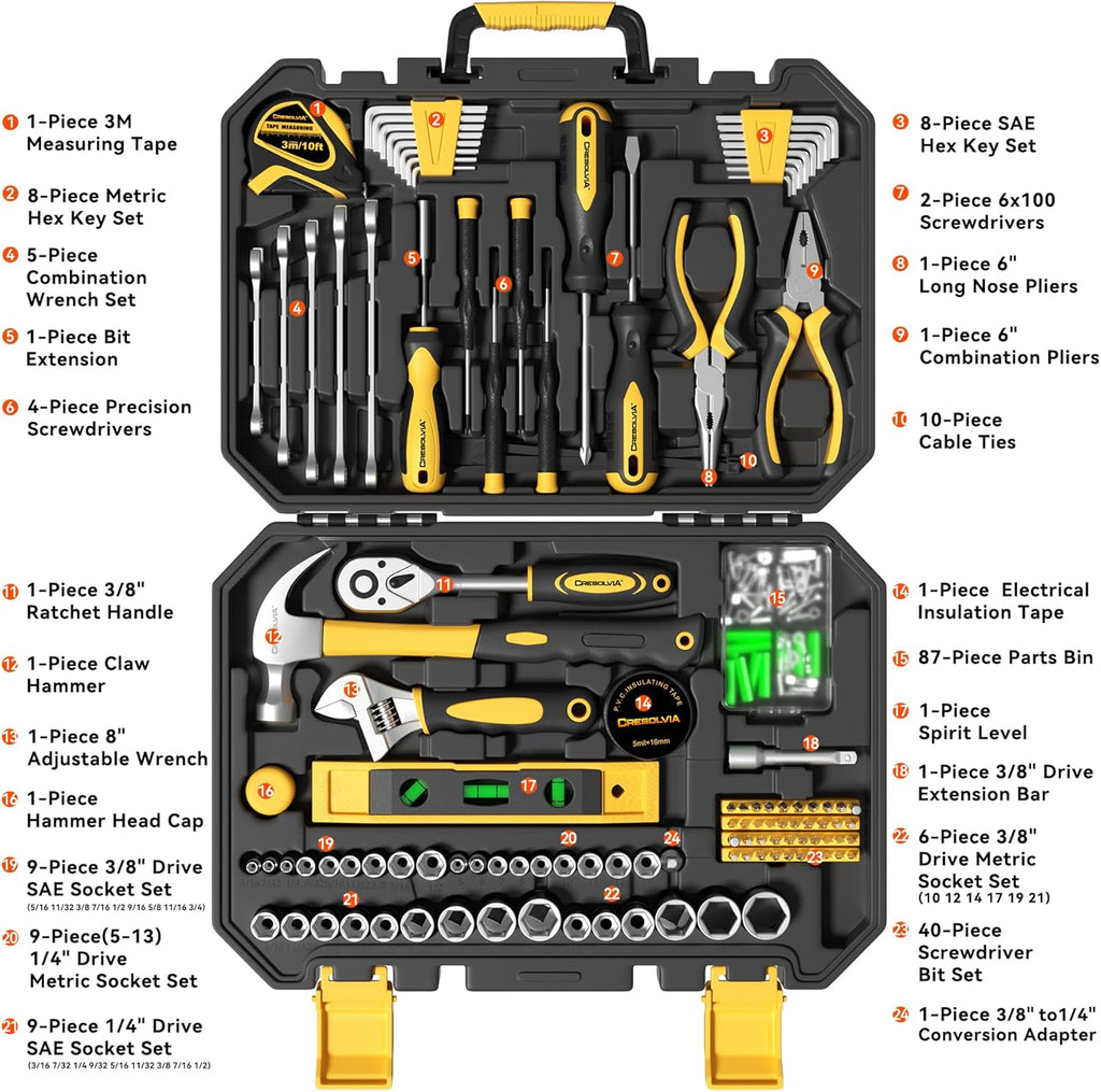 209 Piece Tool Kit for Home Socket Wrench Auto Repair Tool Set,General Household Tool box,Basic Hand Tool Kit,Perfect