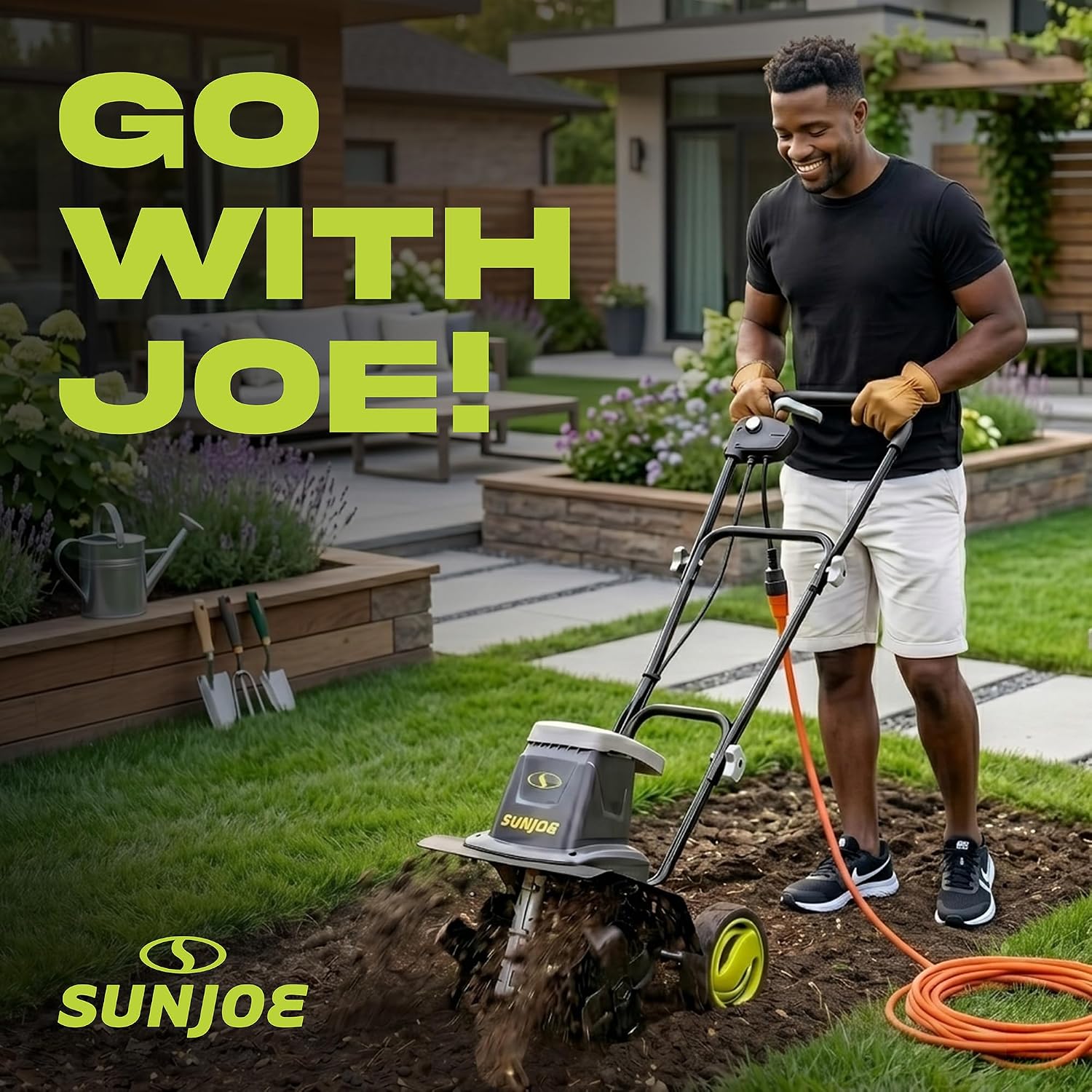 Electric Garden Tiller and Cultivator with 3 Position Height Adjustment Maximum 12-inch Cultivating Width and 8 Amp