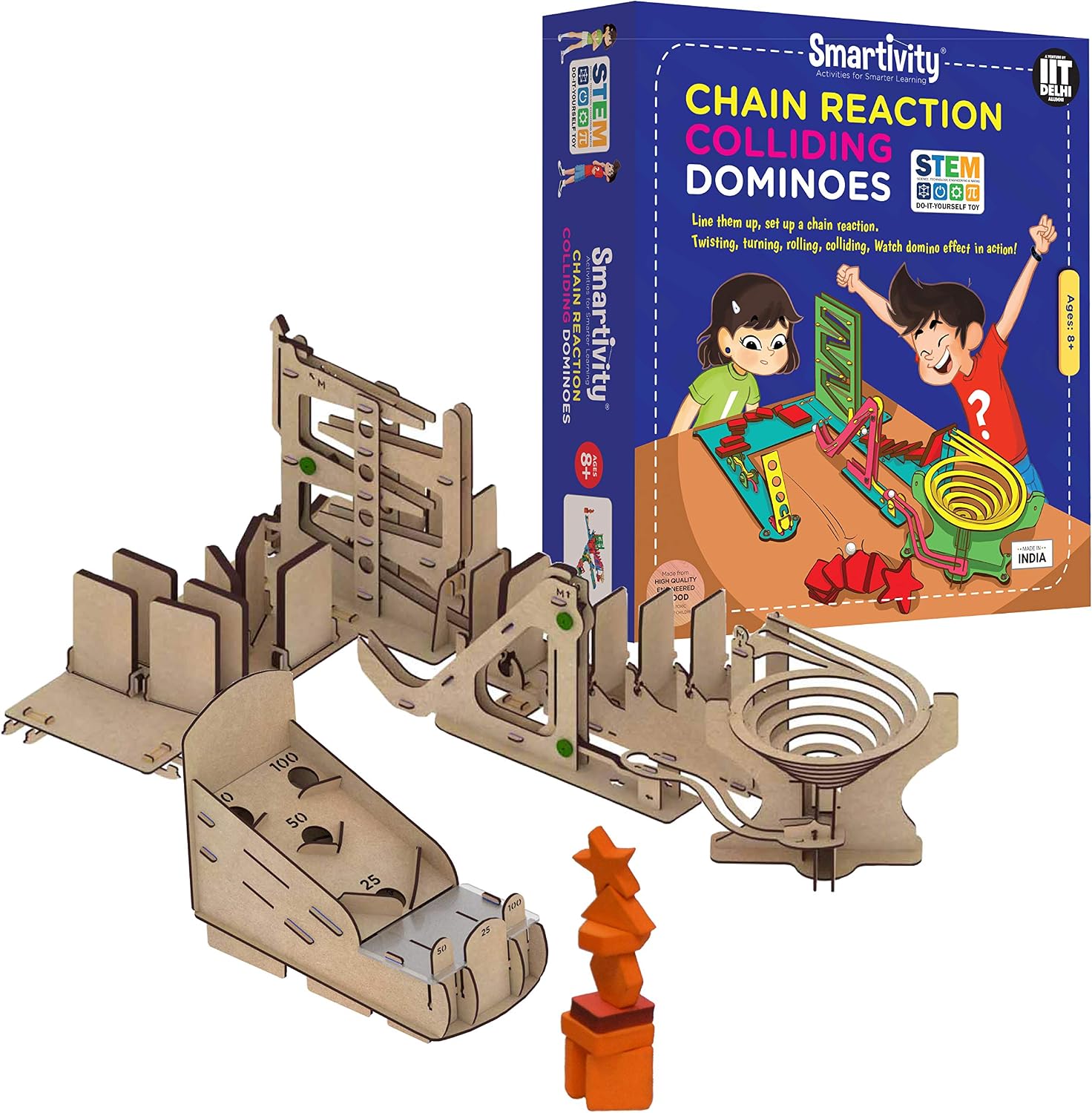 Chain Reaction Colliding Dominoes stem, DIY, Educational, Learning, Building and Construction Toy