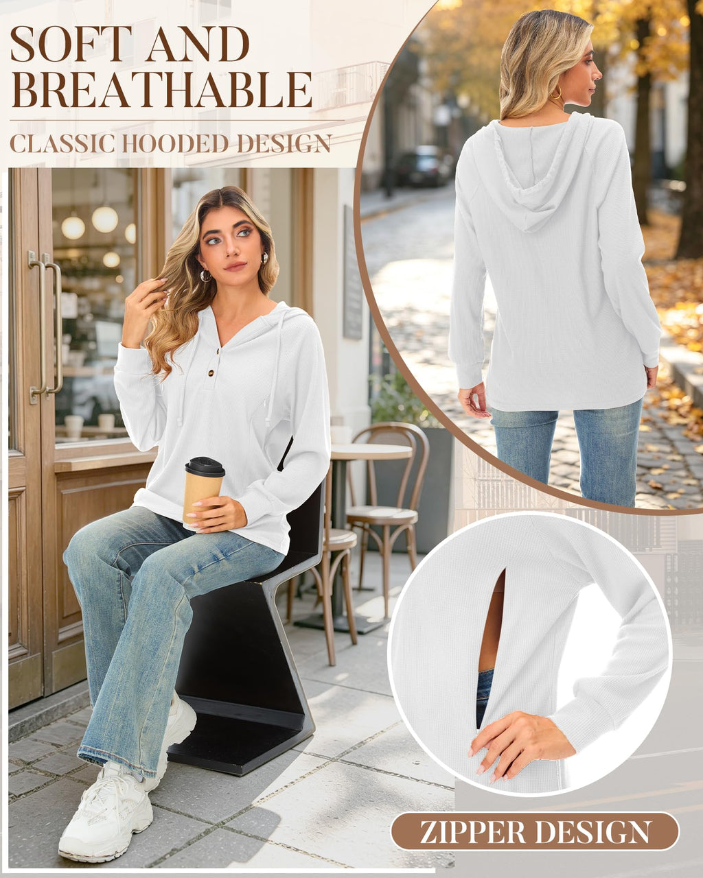 Women's Nursing Hoodies Breastfeeding Shirts M White