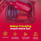 Reusable Wine Protector Travel Bag by Bottle Shield (6-pack) - Unbreakable Bottle Shipping Sleeve, Leak Proof &