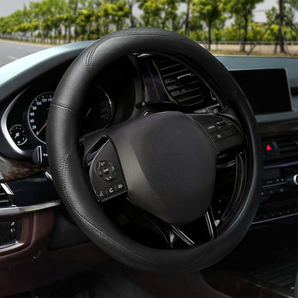 Car Steering Wheel Cover | Premium & Durable PU Leather with Anti-Slip Design | Universal Fit 14.5" - 15" Steering