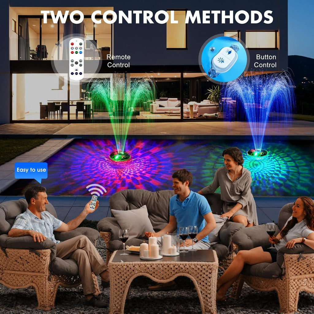 Upgraded Pool Fountain with Remote,Floating Pool Fountain with Lights-Blue | Above Ground Pool Water Fountain with