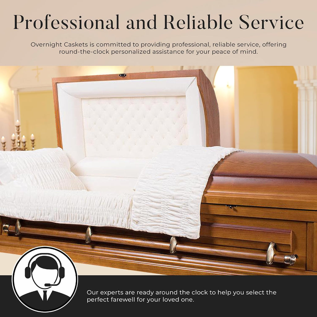 Woodbridge Poplar Wood Casket with Cream Velvet Interior
