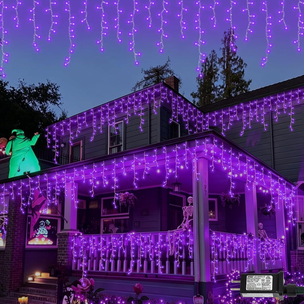 66ft 800 LED Icicle Lights Outdoor Waterproof, 160 Drops Halloween Lights Connectable, 8 Modes Icicle Christmas Light