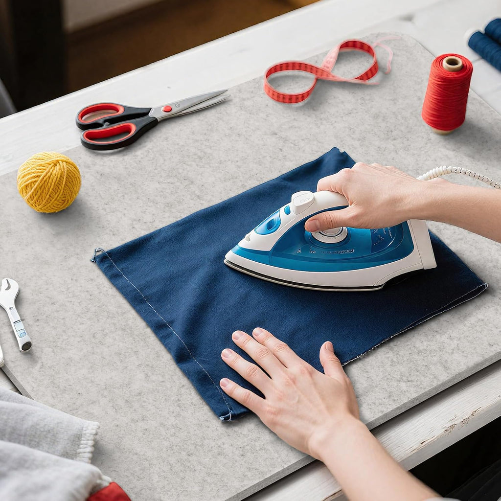 Wool Pressing Mat 17"x 24" Ironing Mat for Quilting(Light Gray) | 1/2" Thick Heat Reflective Wool Pad for Quilting