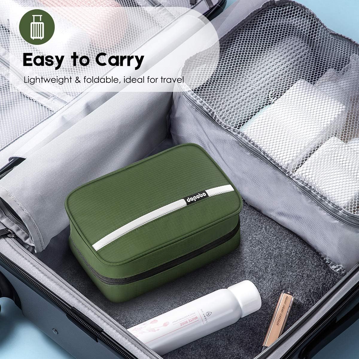 Travel Toiletry Bag for Women, Dopp Kit for Men, Waterproof Makeup Bag Shaving Bag with Hanging Hook, Portable