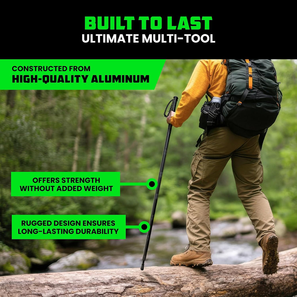 Tactical Hiking Stick with Integrated Survival Kit – Essential Camping Gear for Hiking & Trekking – Durable Tactical