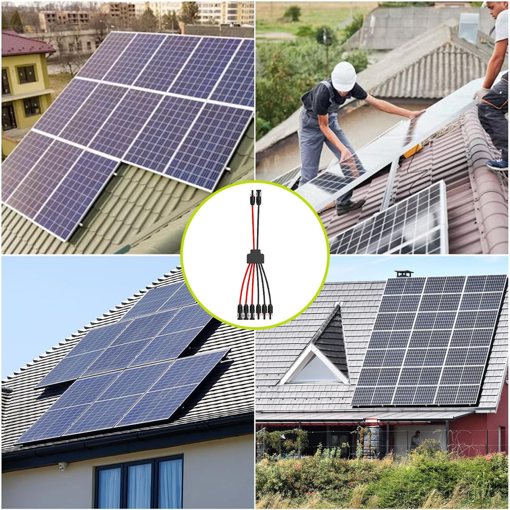 Solar Connectors for 3 Solar Panels, Tool-Free Solar Panel Wires and Connectors, Waterproof Solar Cable Splitter, 2