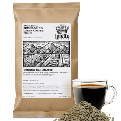 Leiva's Unroasted Green Coffee Beans Volcanic San Marcos 1kg (35 oz)