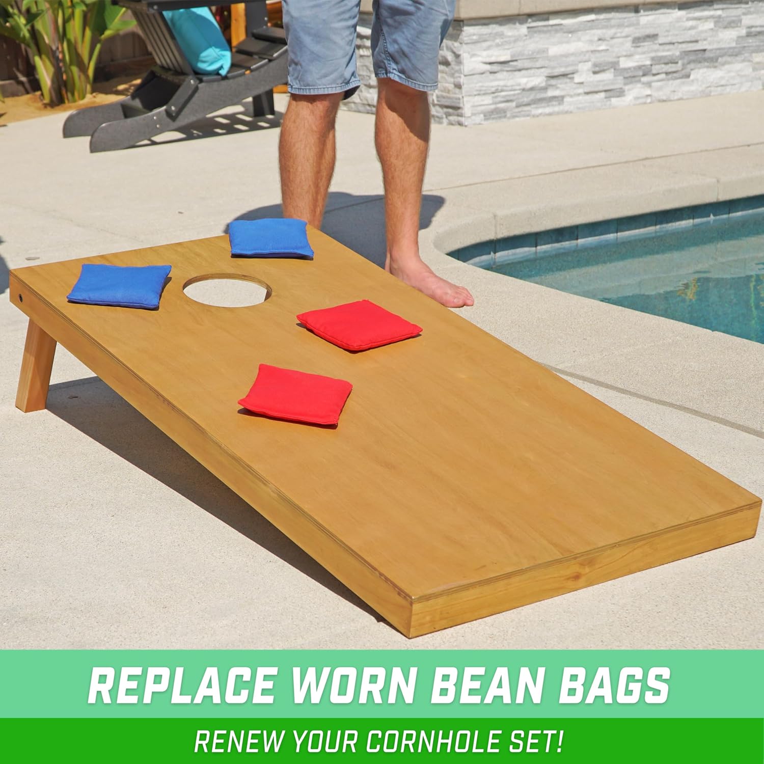 Official Regulation Cornhole Bean Bags Set of 8 – for Competitive Cornhole Games - All Weather - American Stars and