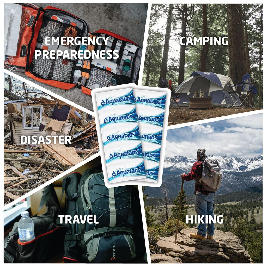 49mg Water Purification Tablets (100 Pack). Water Filtration System for Hiking, Backpacking, Camping, Emergencies