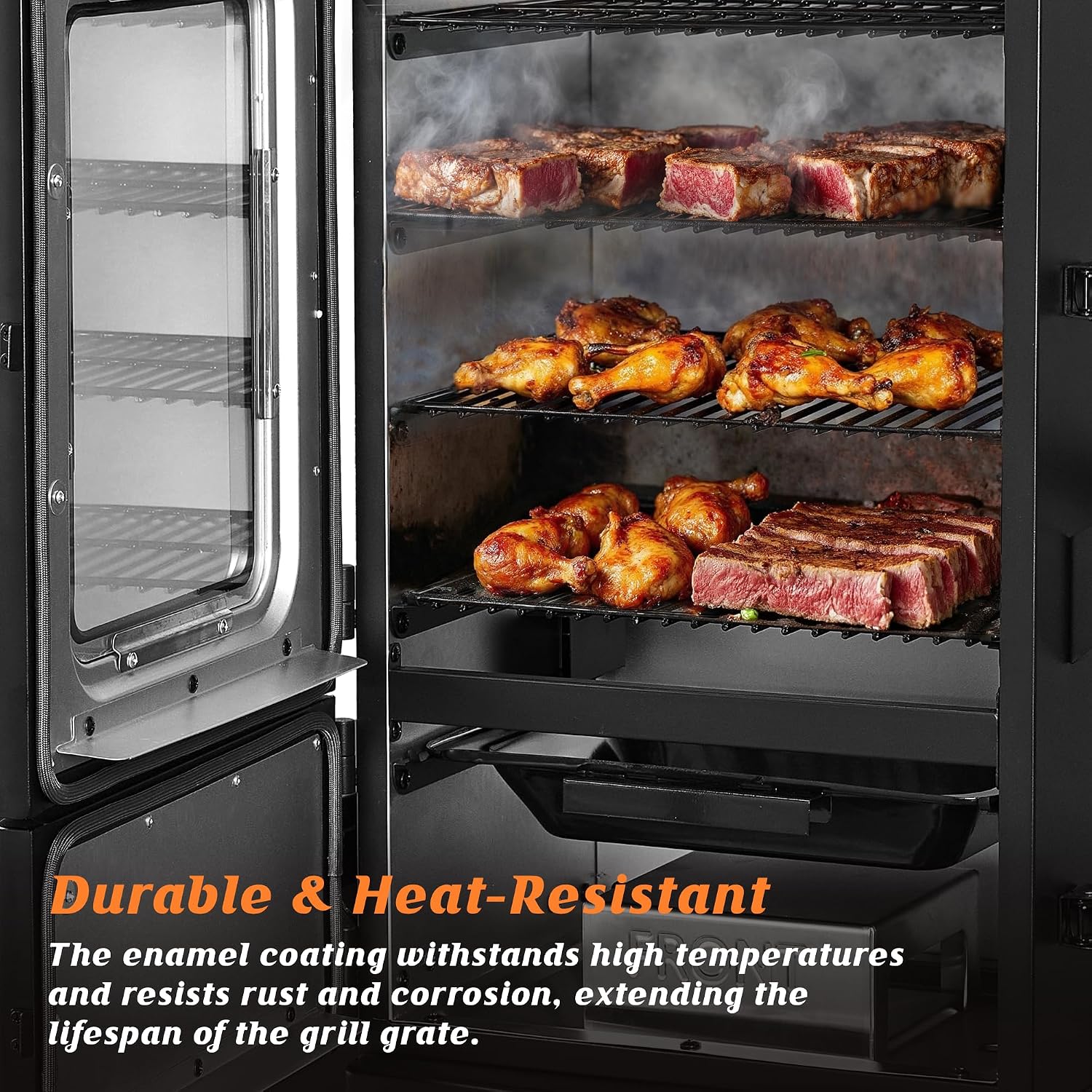 Electric Pellet Smoker with Rainproof Cover, Vertical Wood Pellet Smoker Grill With Meat Probe LED Display