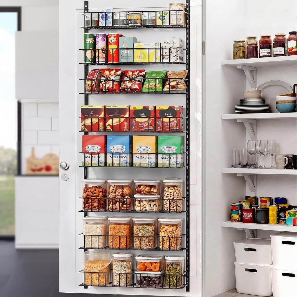 8-Tier Pantry Door Oragnizer, Over The Door Pantry Organizer Rack and Storage, Hanging Spice Rack Shelves Door, Home