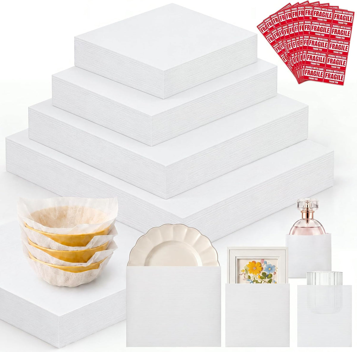 160pcs Dish Packing Supplies for Moving, 3 Size Foam Pouches&sheets