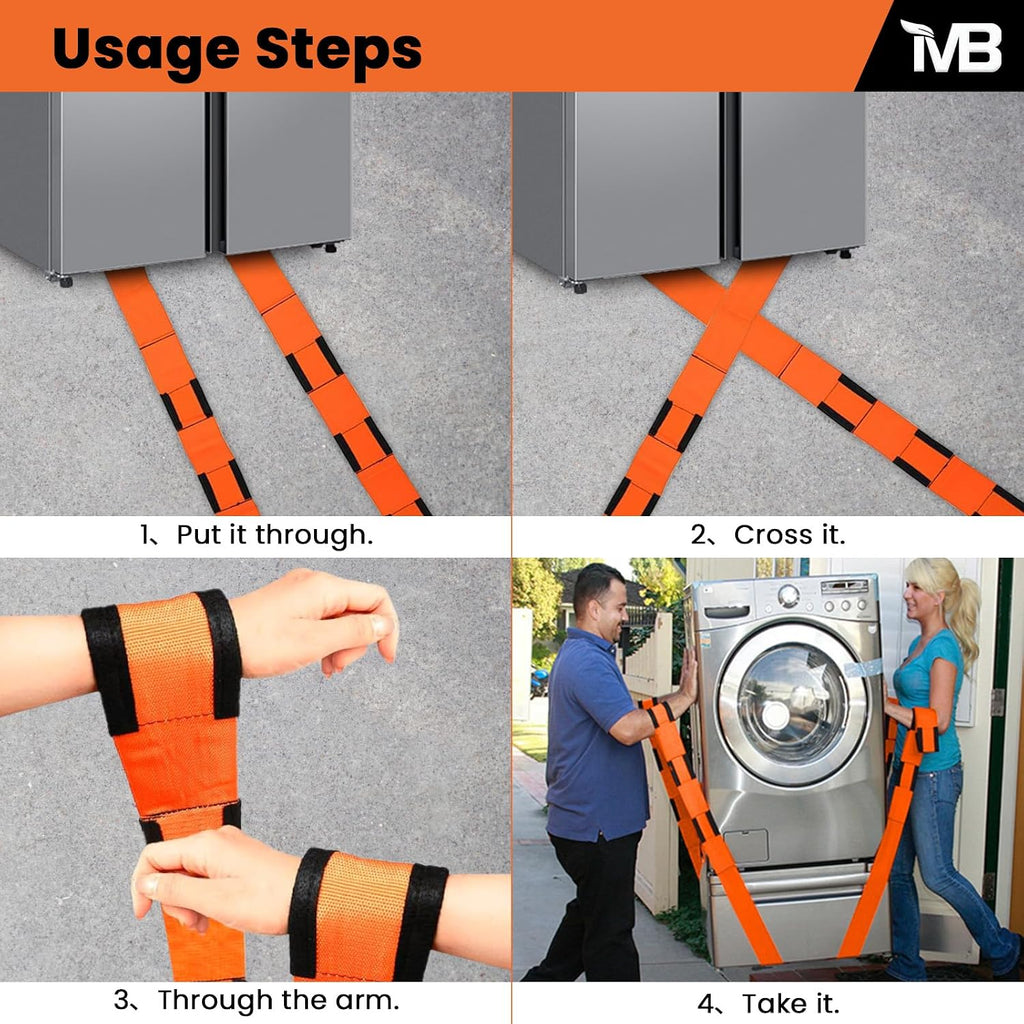 Moving Straps for Lifting Furniture, 2-Person Lifting Straps Moving up to 850LBS, Wide Design 3.15in for Appliances