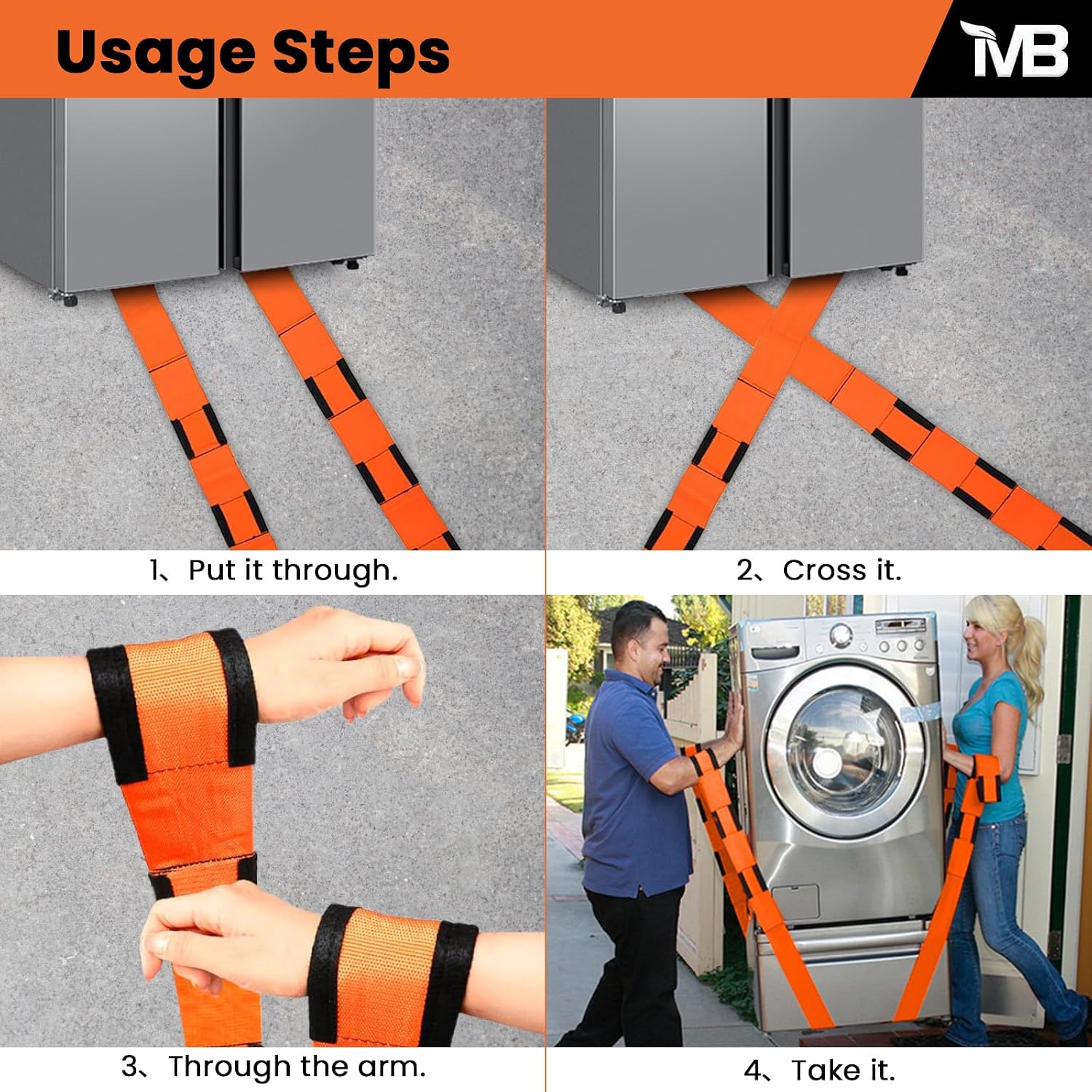 Moving Straps for Lifting Furniture, 2-Person Lifting Straps Moving up to 850LBS, Wide Design 3.15in for Appliances