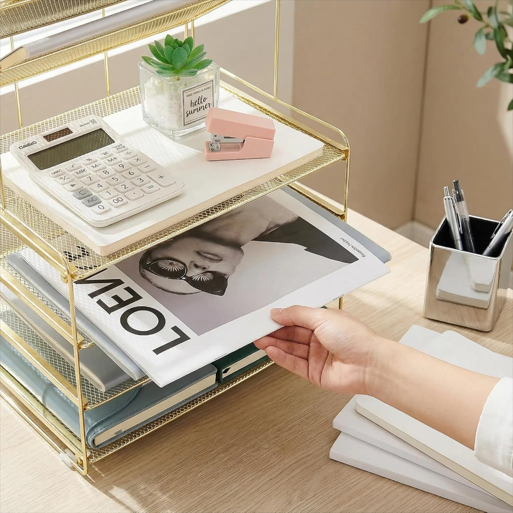 Desk Organizer, 6-Tier Letter Tray Paper Organizer, Desktop File Organizer, Office Desk Accessories & Office Decor