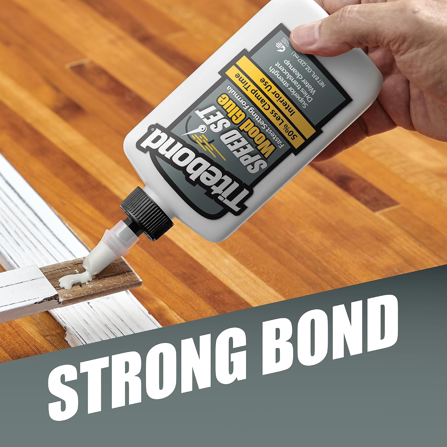 Speed Set Wood Glue 8 Oz. – Fast-Setting PVA Adhesive with 15-Minute Clamp Time – 4363