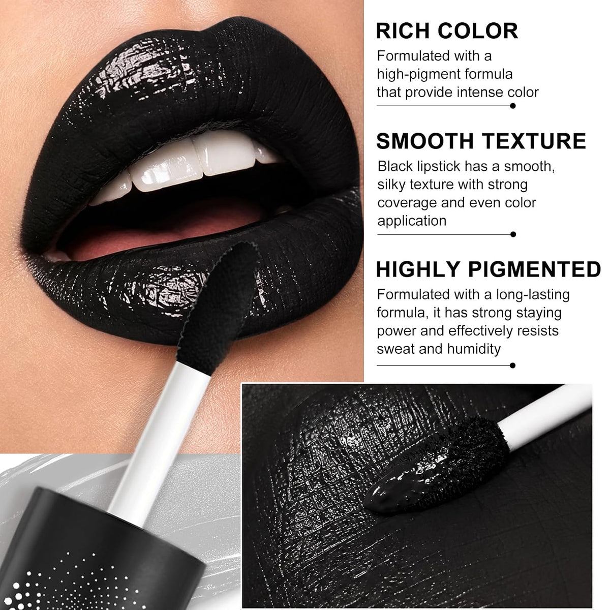 Black Lipstick & Lip Liner Set, Matte Black Lip Stick Lip Gloss,2PCS