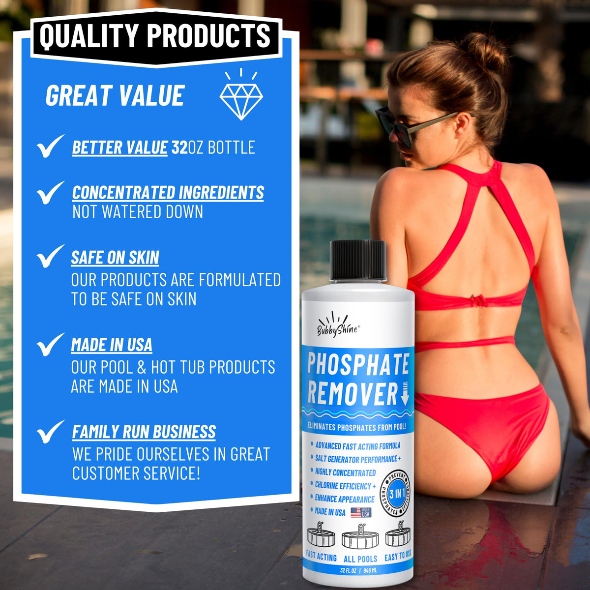 Phosphate Remover Pool Chemicals, Pool Phosphate Remover, 32 oz