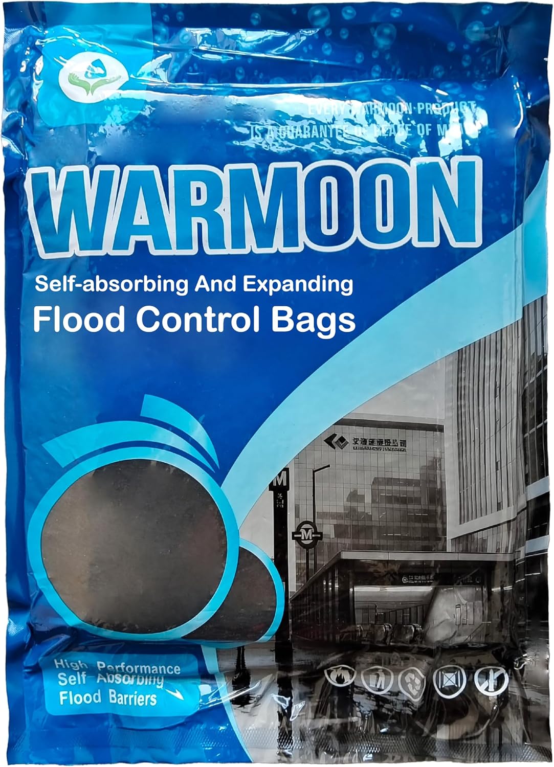 Self-Absorbing Flood Barriers (8/10/12ft) - Sandless Water Activated Bags, Reusable Flood Protection for Home &