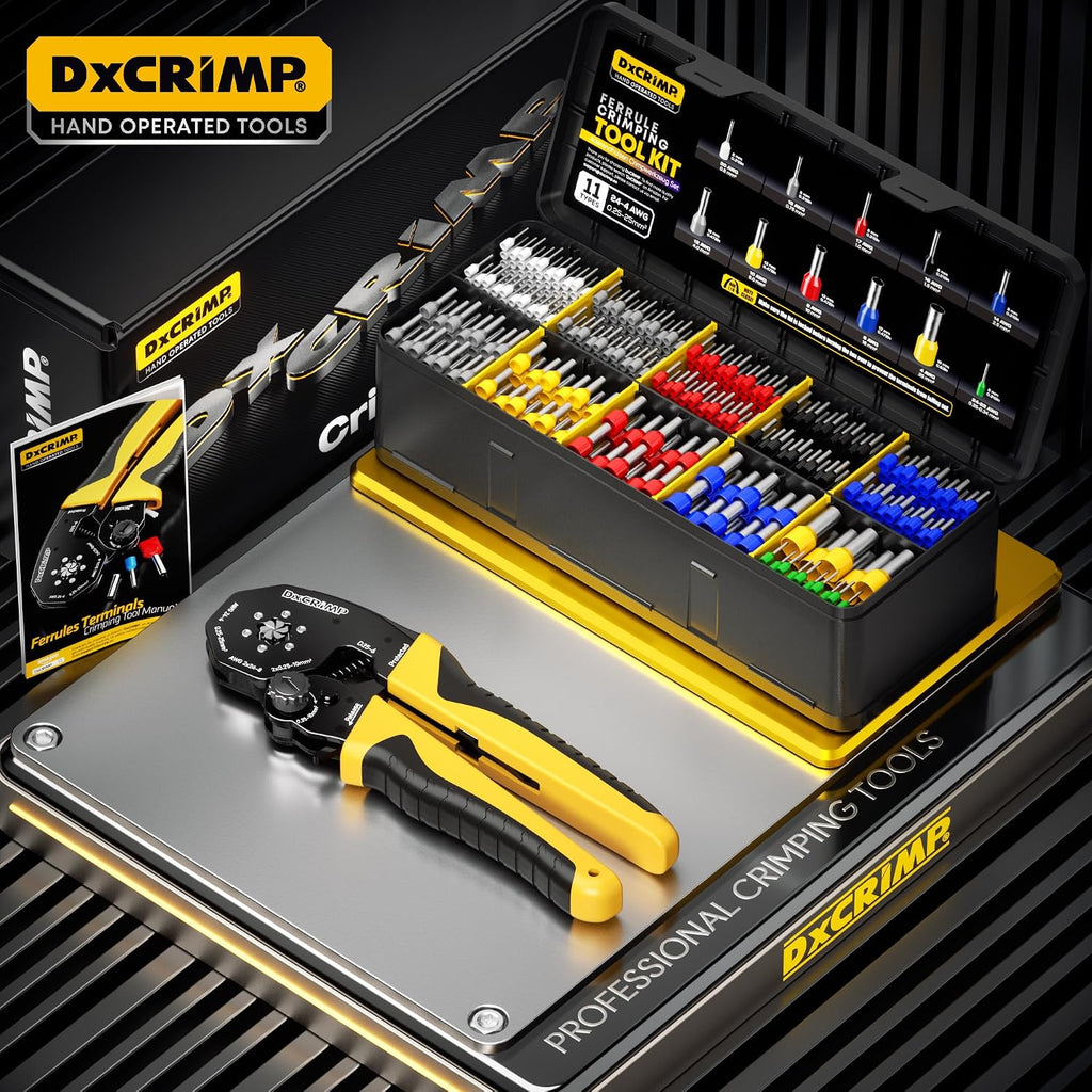 Hex Ferrule Crimping Tool Kit AWG 24-4 Wire Ferrules 11 Sizes