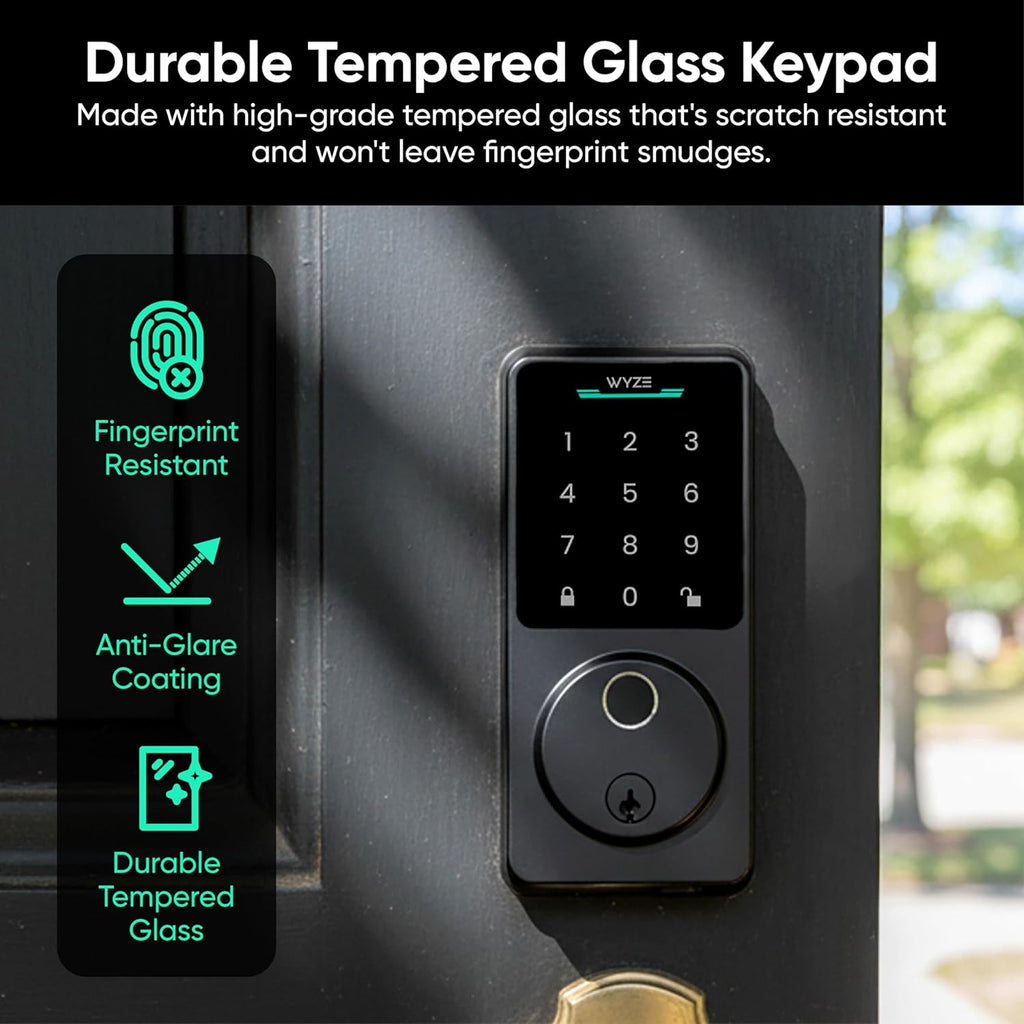 Auto-Lock Bolt v2, Fingerprint Keyless Entry Smart Lock, AI Learning Scanner with Wi-Fi Front Door Lock Deadbolt
