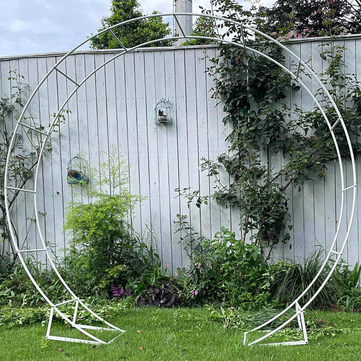 Round Wedding Arch 6.5ft Metal Backdrop Stand with Base