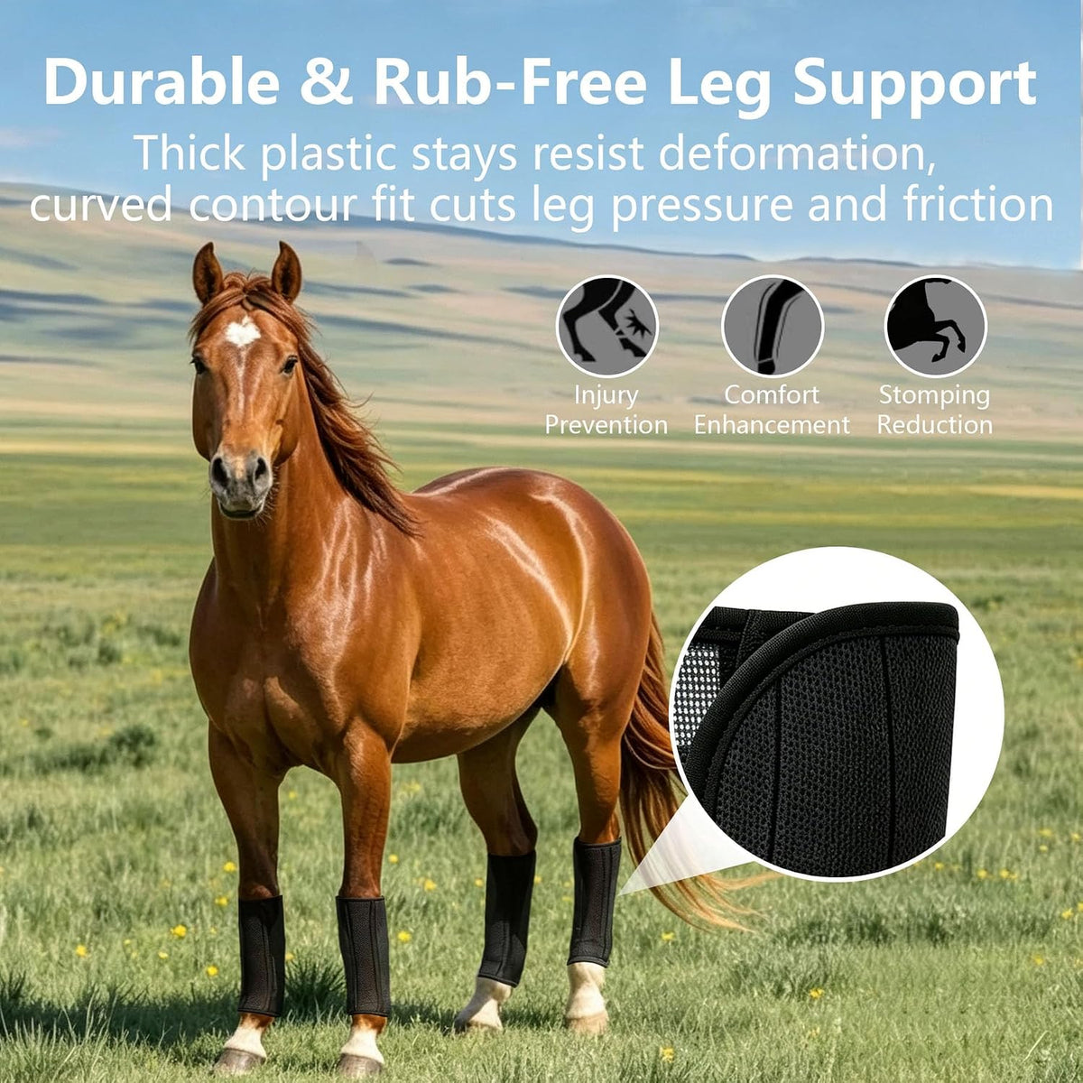 Horse Fly Boots,Fly Boots for Horses Set,Reduce Stomping (Black 4pcs)
