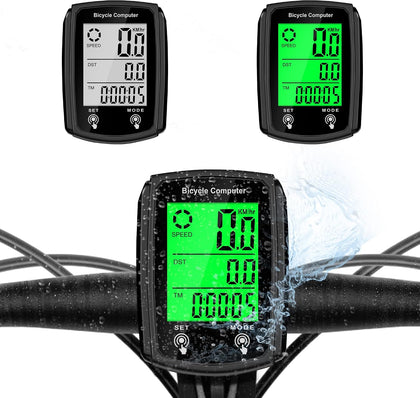 Bike Computer and Bicycle Odometer Wired MPH KM/H Bike Speedometer with Automatic Wake-Up Cycling Speed Tracker LCD