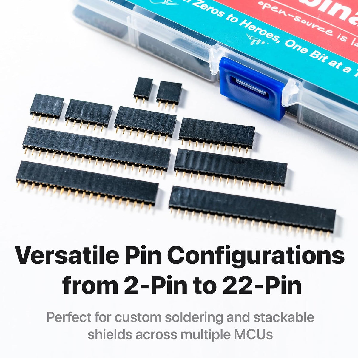 Lonely Binary 160-Piece 2.54mm Female Pin Header Kit, Single Row Straight
