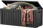 Outdoor Storage Box, 150 Gal Gen 2 Resin Deck Box w/Gas Struts & Wheels