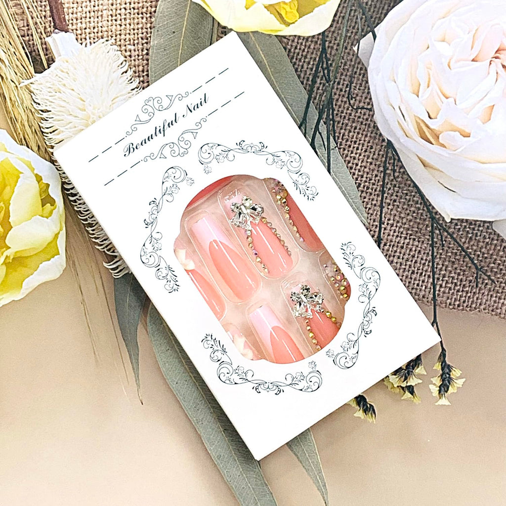 Press on Nails Long Coffin Shaped Acrylic Square False Nails with Designs Artificial Extra Long Length Coffin Fake